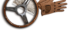 Classic Car Steering wheel and gloves