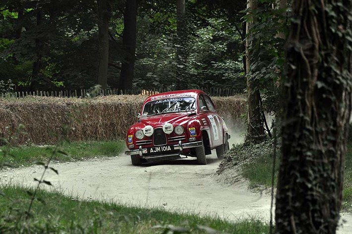 Saab 96 tackles the Rally Stage