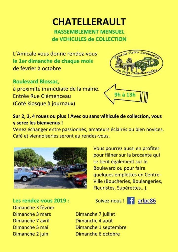 Rendez-vous mensuel de véhicules de collection à Châtellerault