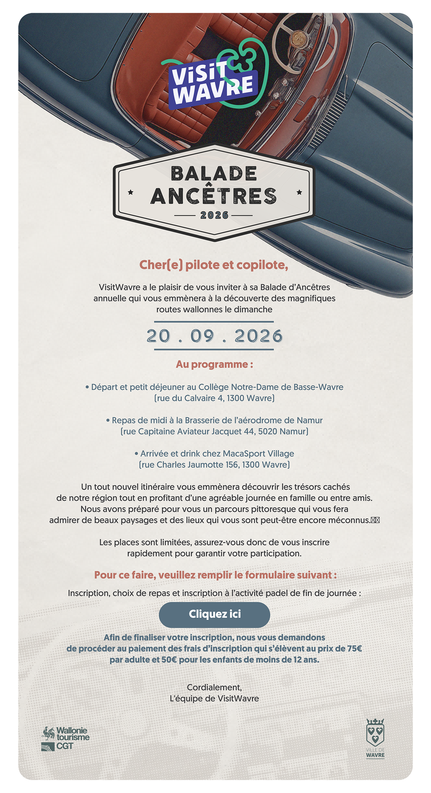 Balade d'ancêtres Wavre 2026