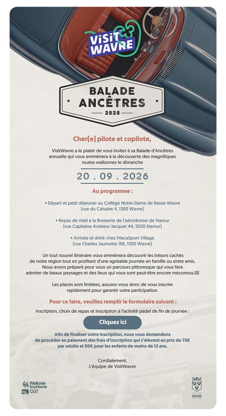 Balade d'ancêtres Wavre 2026