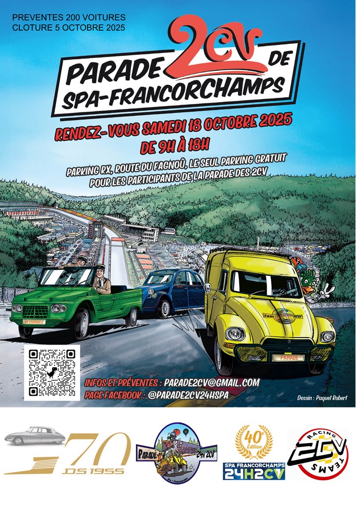 Parade meeting et brocante 24h2cv circuit de Spa Francorchamps