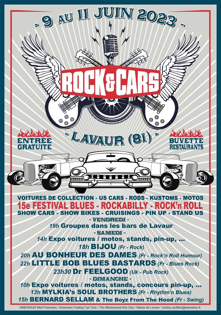 Festival  ROCK’&’CARS à Lavaur (81) du 9 au 11 juin 2023