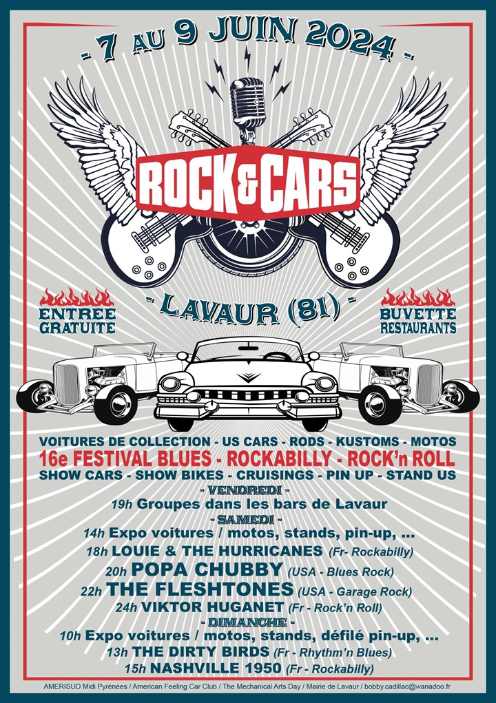 Festival  ROCK’&’CARS à Lavaur (81) du 7 au 9 juin 2024