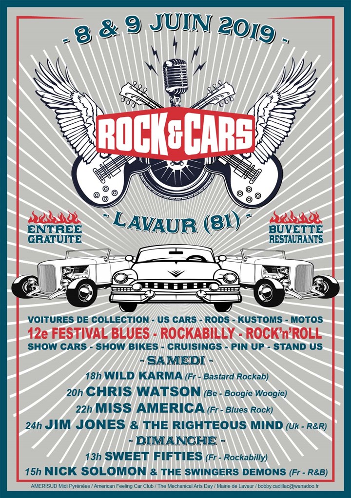 Festival ROCK’&’CARS à Lavaur (81) les 8 et 9 juin 2019
