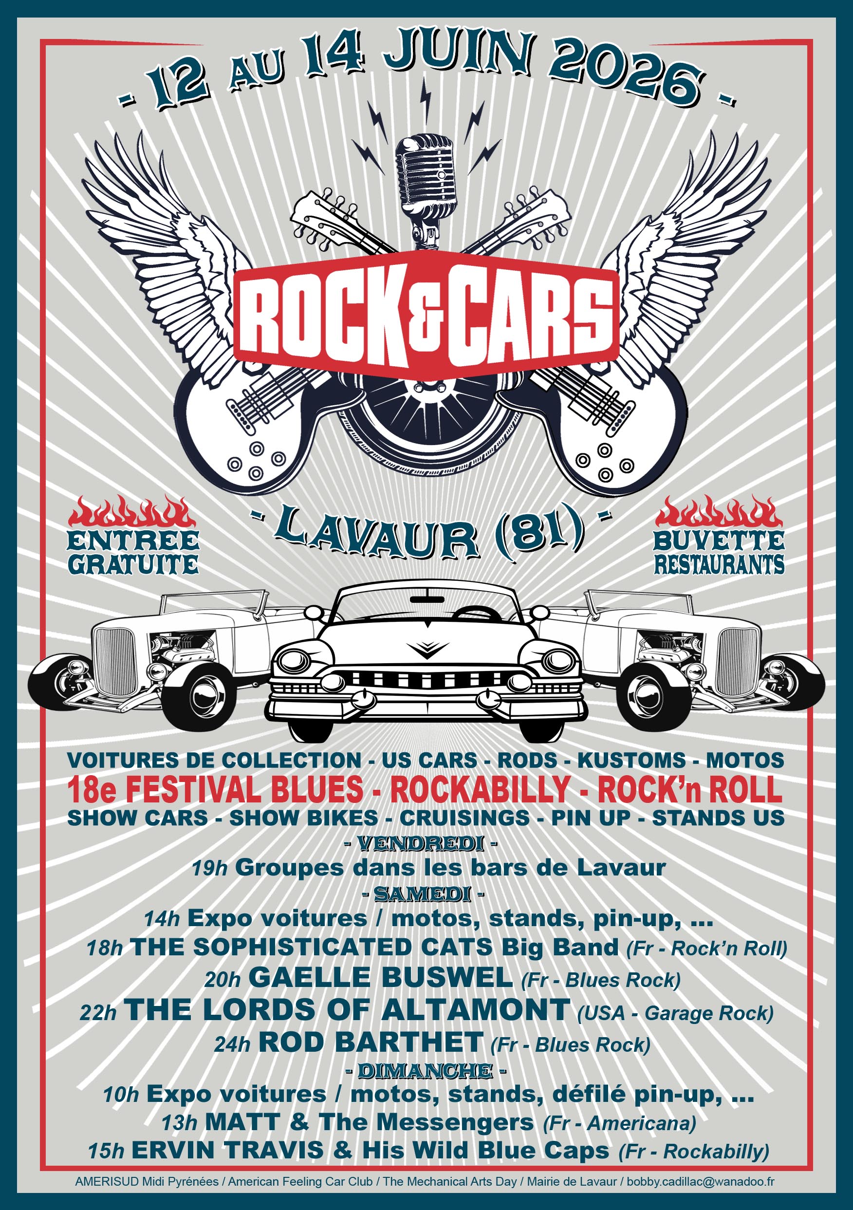 Festival  ROCK’&’CARS à Lavaur (81) du 12 au 14 juin 2026