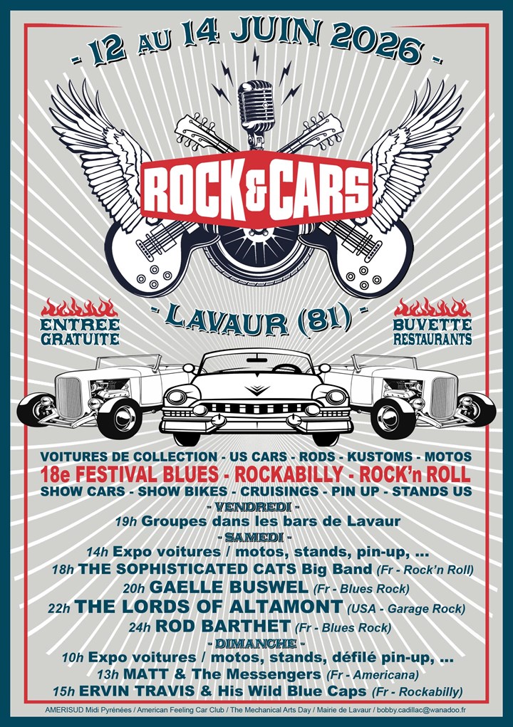 Festival  ROCK’&’CARS à Lavaur (81) du 12 au 14 juin 2026